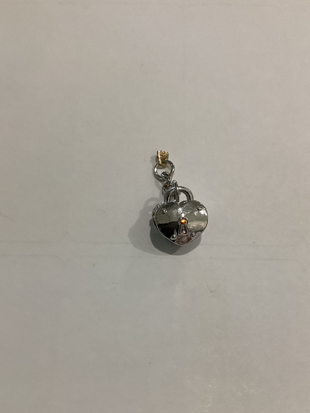 Heart Padlock Charm Pendant inβ Silver with Gold Accent
